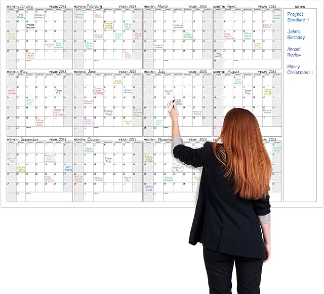 Large 12-Month Dry Erase Wall Calendar