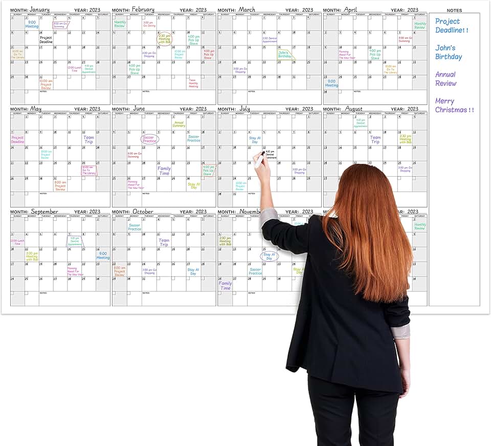 Large 12-Month Dry Erase Wall Calendar