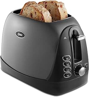 2-Slice Metallic Grey Bread and Bagel Toaster