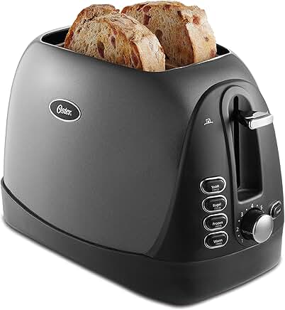 2-Slice Metallic Grey Bread and Bagel Toaster