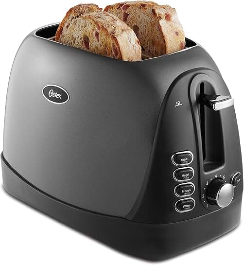 2-Slice Metallic Grey Bread and Bagel Toaster
