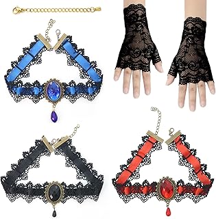 Gothic Halloween Necklace and Gloves Set