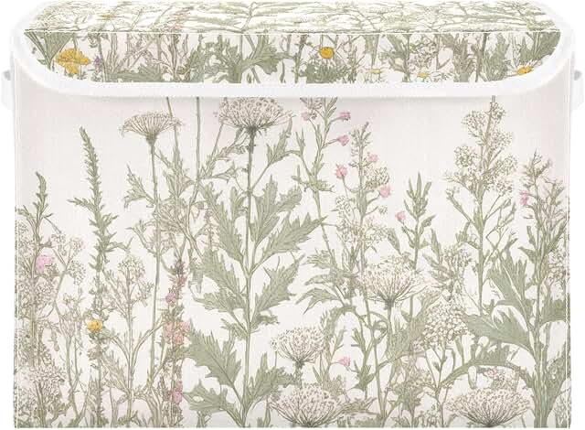 Collapsible Herbal Wildflowers Storage Basket with Handles