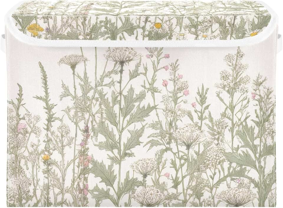 Collapsible Herbal Wildflowers Storage Basket with Handles
