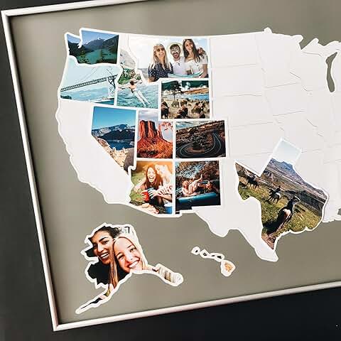 50 States Travel Map, 24x36 inches, Gray