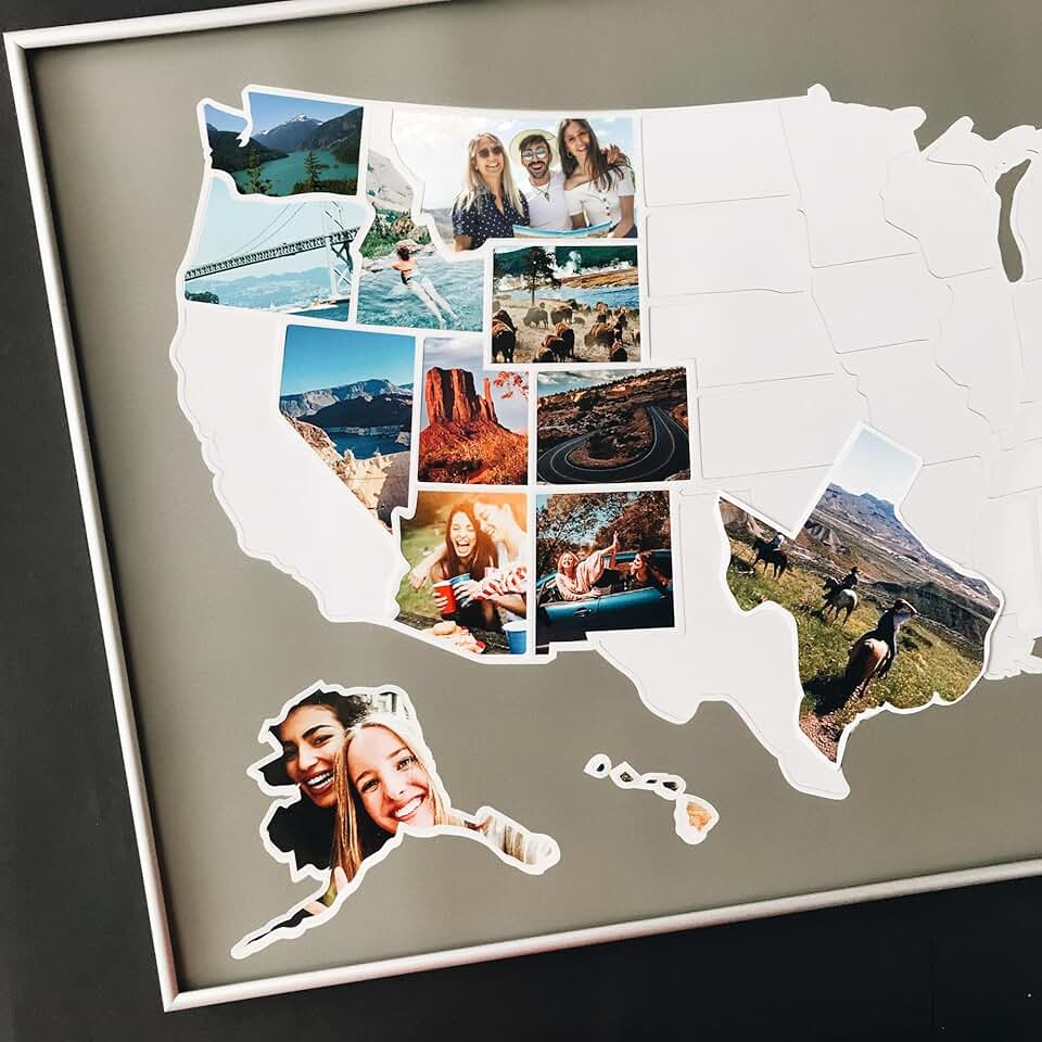 50 States Travel Map, 24x36 inches, Gray