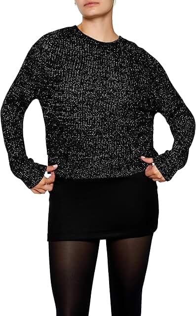 Women's Metallic Knit Raglan Sweater