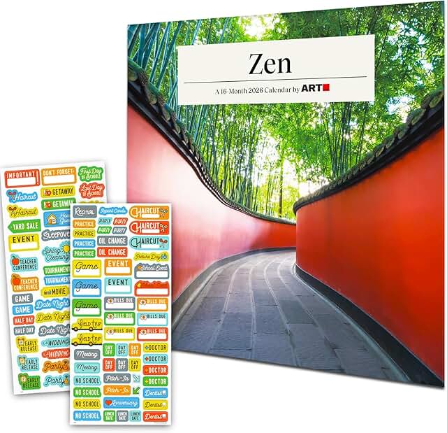 2026 Zen Meditation Mini Wall Calendar with Reminder Stickers