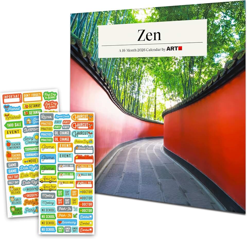 2026 Zen Meditation Mini Wall Calendar with Reminder Stickers