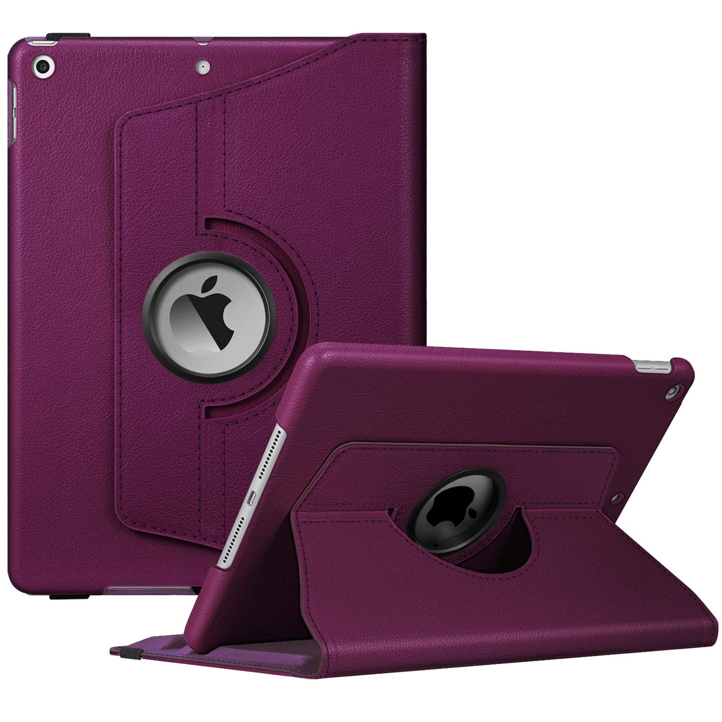 Rotating Case for iPad 9th Generation (2021) / 8th Generation (2020) / 7th Gen (2019) 10.2 Inch - 360 Degree Rotating Protective Stand Cover with Pencil Holder, Auto Wake Sleep, Purple