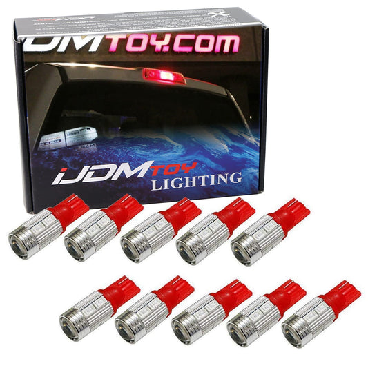 (10) Brilliant Red 10-SMD 921 912 920 168 T10 LED Replacement Bulbs Compatible With Truck Exterior 3rd Brake Lamp Cargo Lights