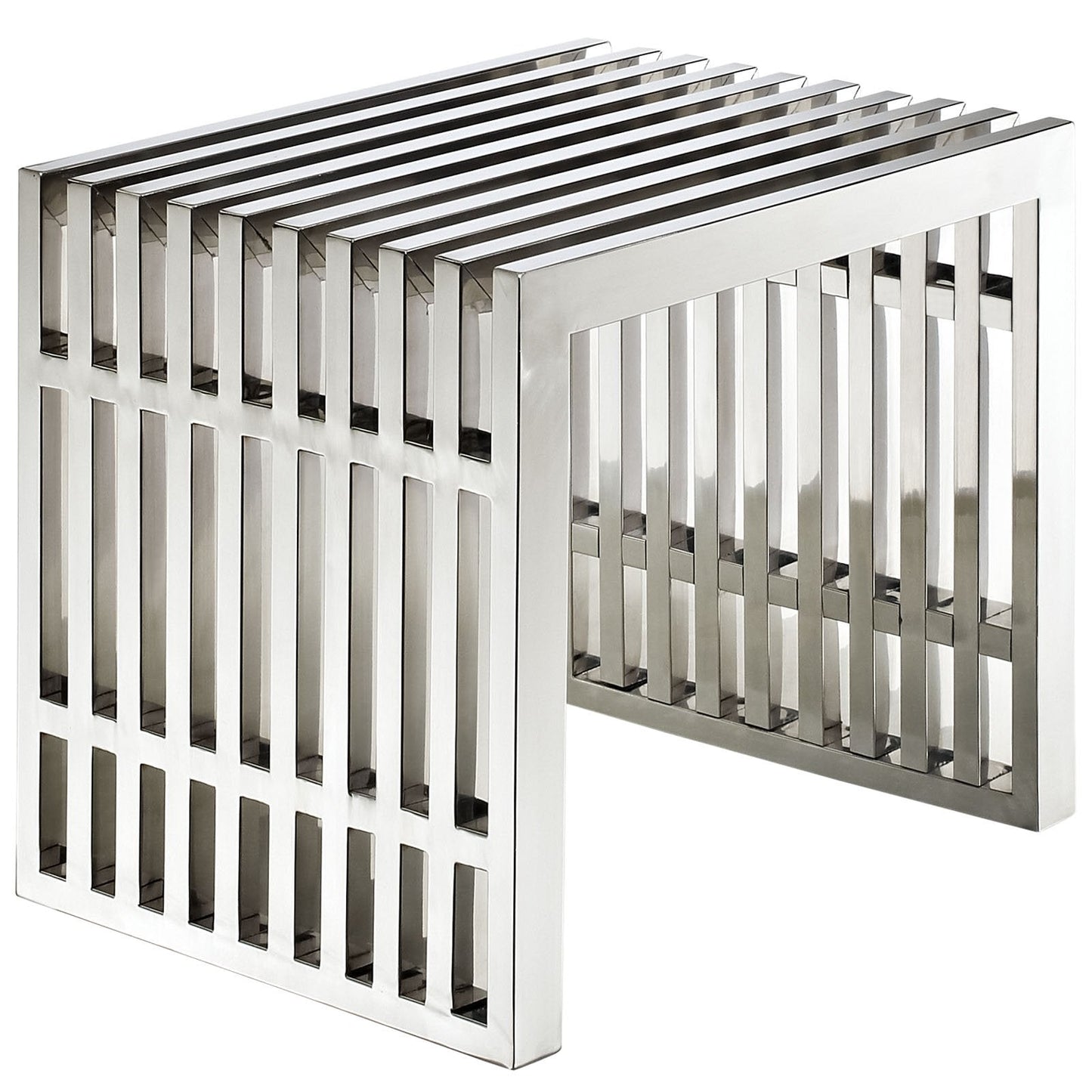 Gridiron Cont rary Modern Small Stainless Steel Bench, 19.5"