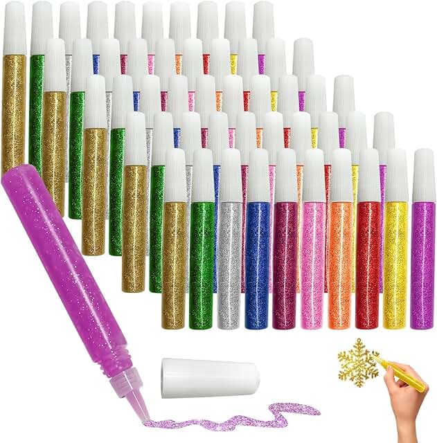 50 Non-Toxic Washable Glitter Glue Sticks for Crafts