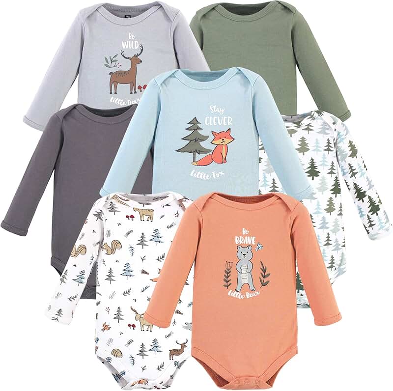 7-pack unisex cotton baby long-sleeve bodysuits