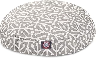 Gray Small Round Indoor Outdoor Pet Dog Bed with Washable Cover
