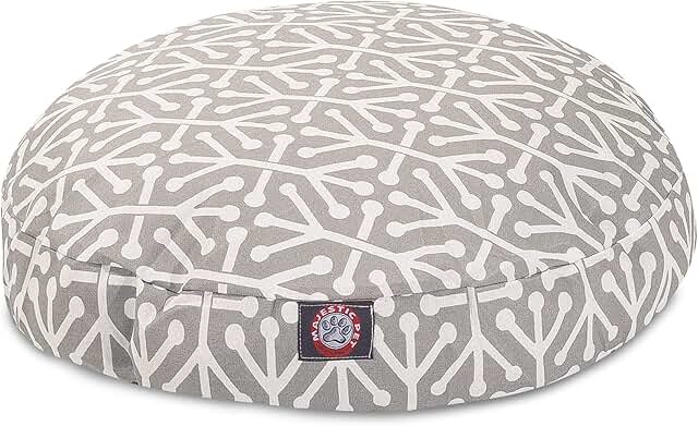 Gray Small Round Indoor Outdoor Pet Dog Bed with Washable Cover