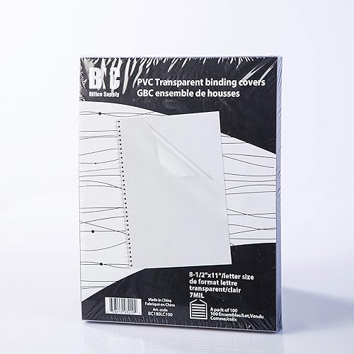 Clear PVC binding covers, 8.5 x 11 inches, pack of 100