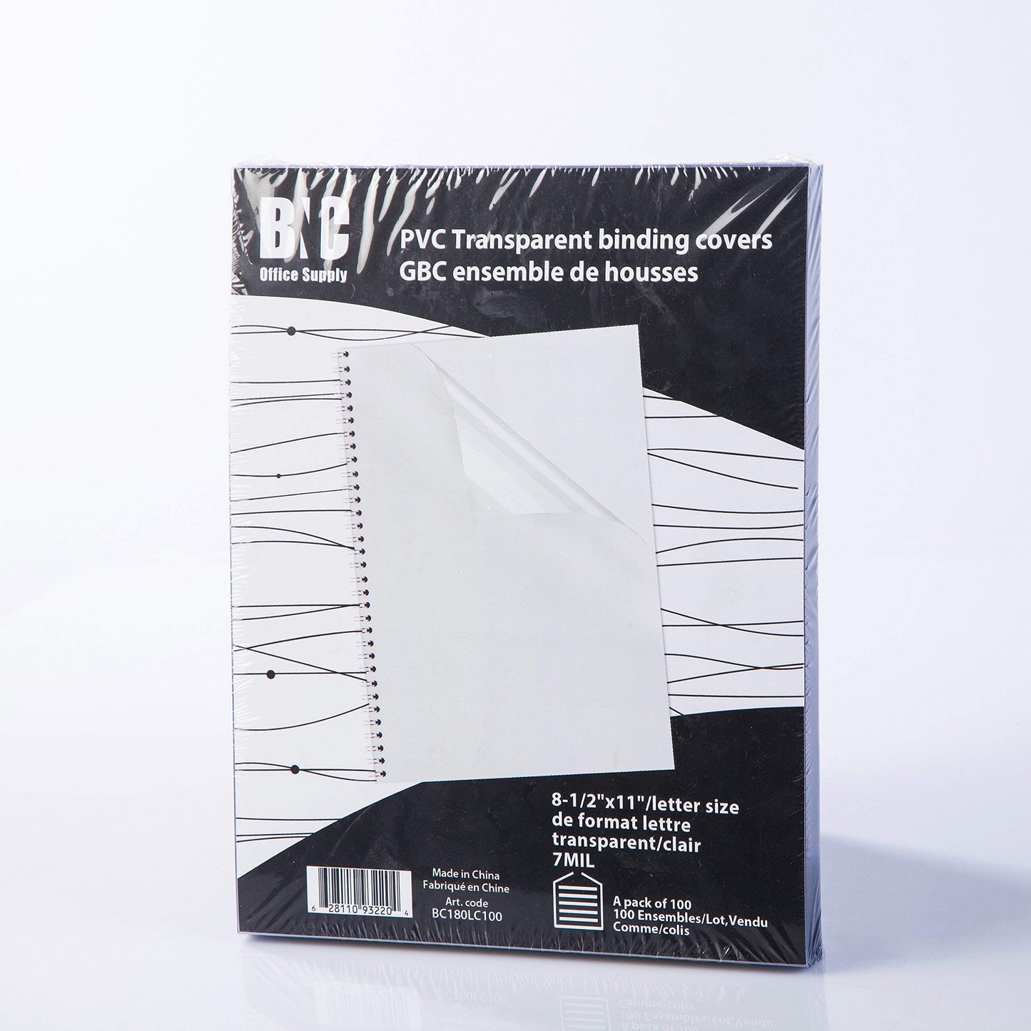 Clear PVC binding covers, 8.5 x 11 inches, pack of 100