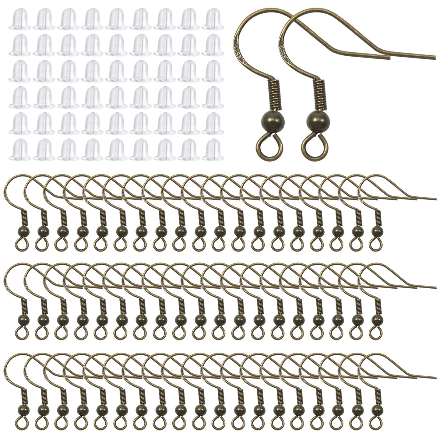 200pcs Silver Plated Earring Hooks and Backs for DIY Jewelry