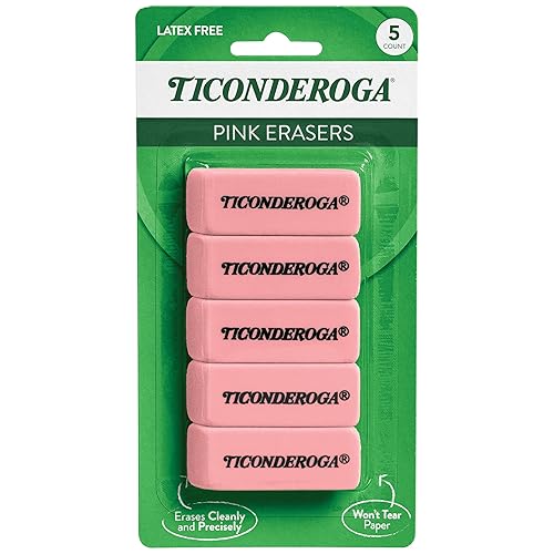 Pink wedge erasers, 5 pack