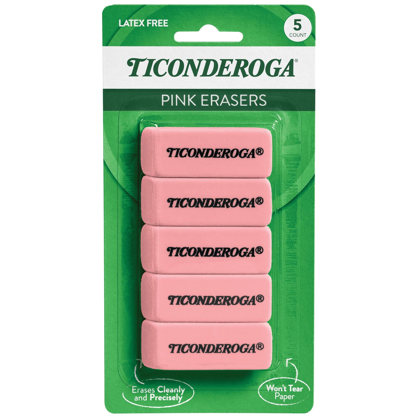 Pink wedge erasers, 5 pack