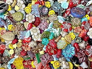 Assorted Flower and Leaf Glass Beads for Jewelry Making