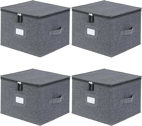 Set of 4 Stackable Dinnerware Storage Boxes with 24 Felt Dividers