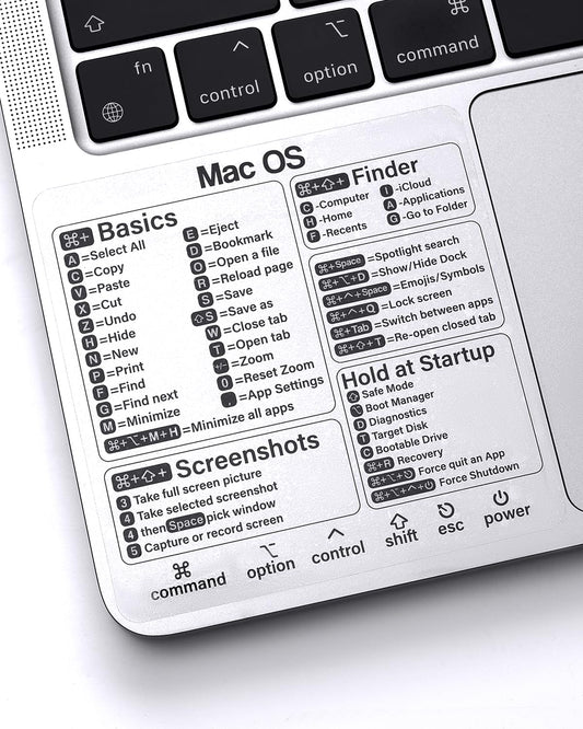 Set of two Mac OS shortcut stickers for laptops