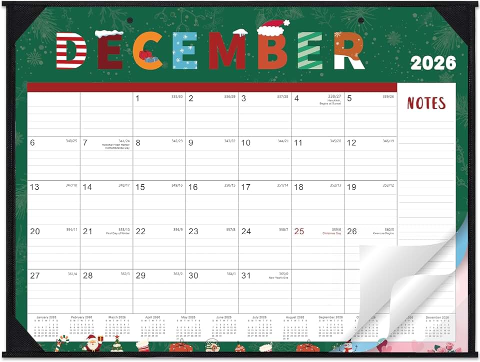 Large 2026 Desk Calendar with Notes and Themes