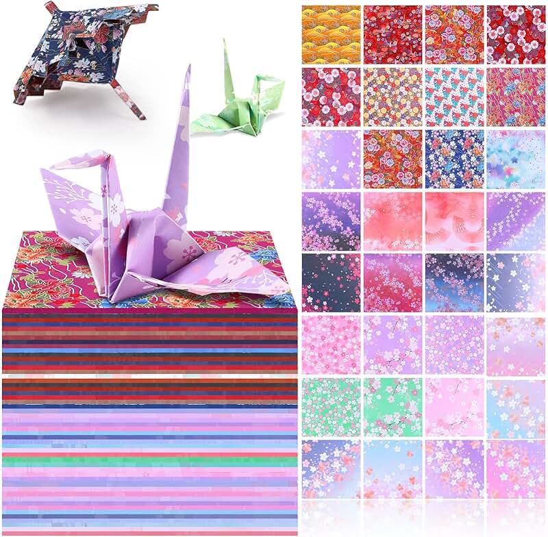 480 Sheets of Double-Sided Sakura Origami Paper for Crafts