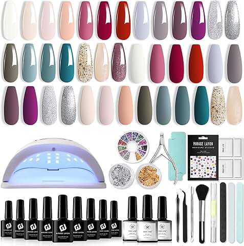43-Piece Gel Nail Polish Kit with UV Light and Tools
