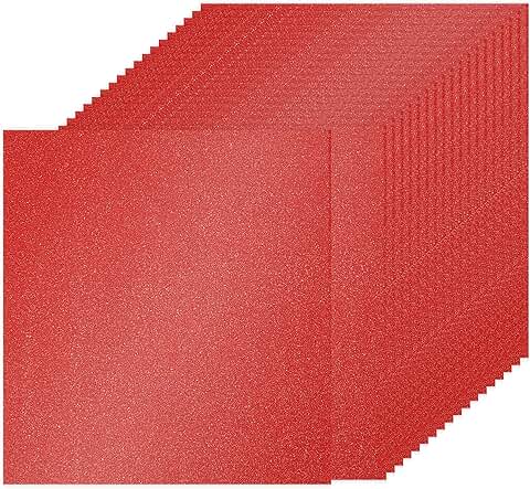 Bright Red Glitter Cardstock Paper, 12x12 in, 20 Sheets