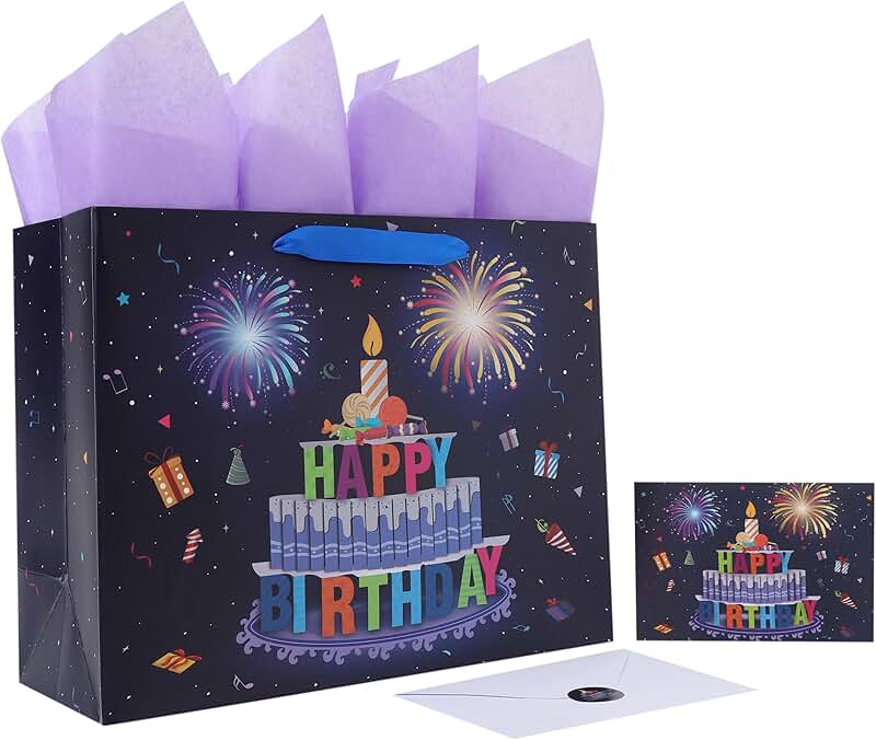 Large 13-inch Cake Gift Bag with Handles and Accessories