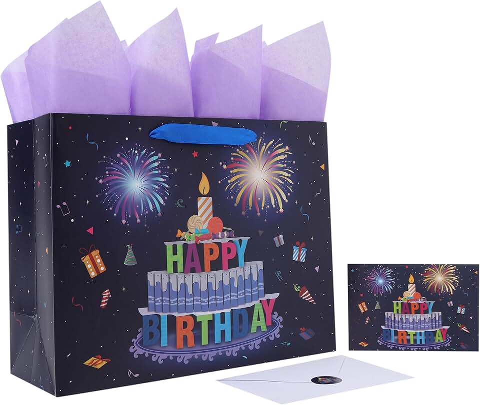 Large 13-inch Cake Gift Bag with Handles and Accessories