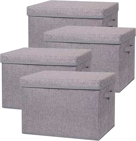 Set of four large foldable fabric storage boxes with lids