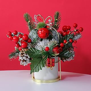 Artificial Christmas Flowers with Vase and Gift Bag