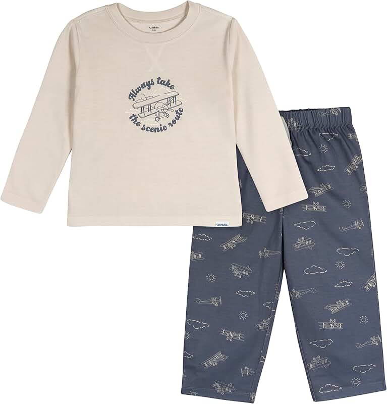 Toddler Boys' 2-Piece Pajama Set with Airplane Design