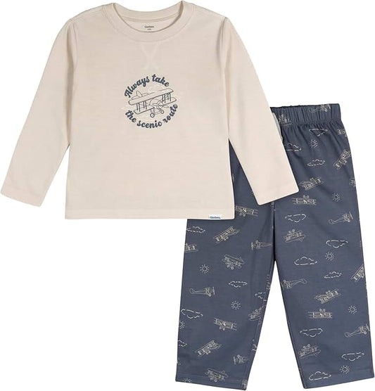 Toddler Boys' 2-Piece Pajama Set with Airplane Design