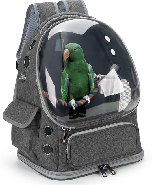 Bird Backpack Carrier with Perch and Clear Window