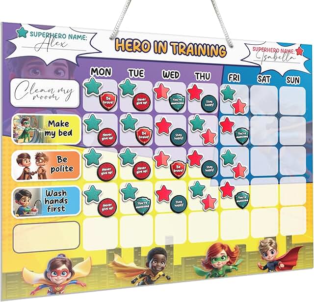 Kids' Reward Chart with Stickers and Custom Tasks
