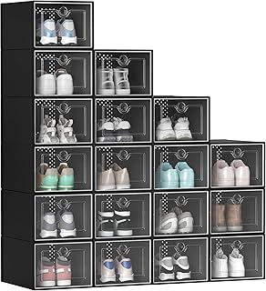 18 Pack Stackable Shoe Storage Boxes