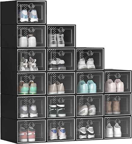 18 Pack Stackable Shoe Storage Boxes