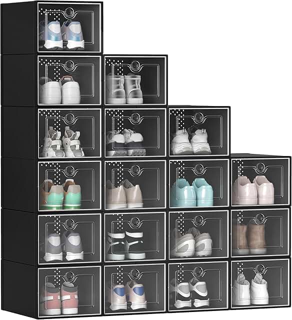 18 Pack Stackable Shoe Storage Boxes