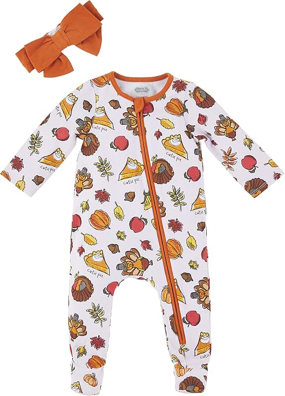 Baby Girls' Thanksgiving Sleepwear and Headband Set