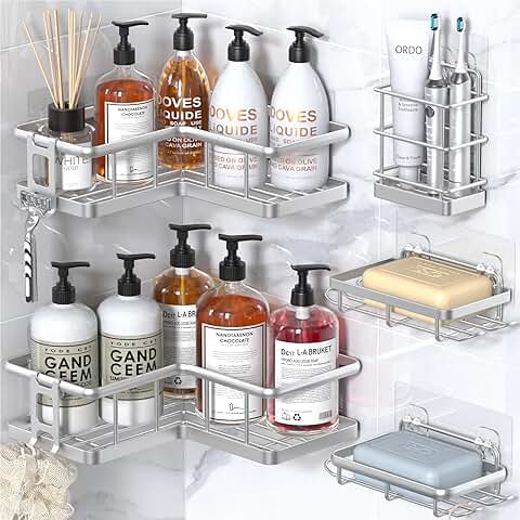 Corner Shower Caddy Organizer with Shelves and Hooks