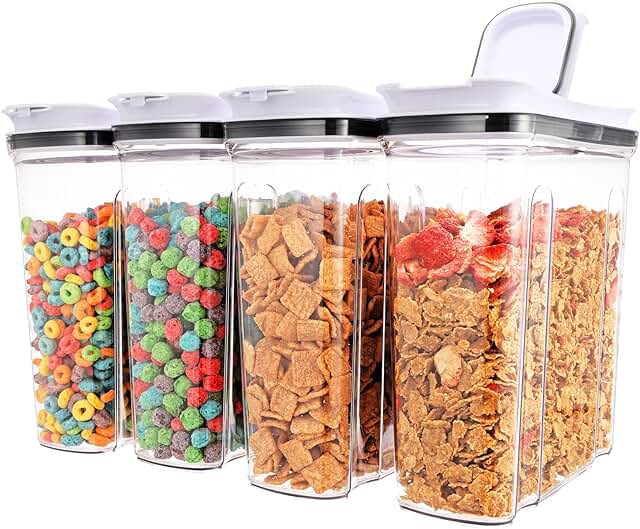 Set of four airtight cereal storage containers, 4L