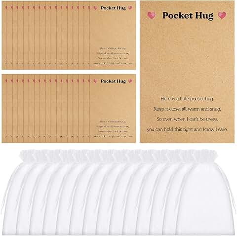 100 Pocket Hug Cards and Organza Bags for Gifts