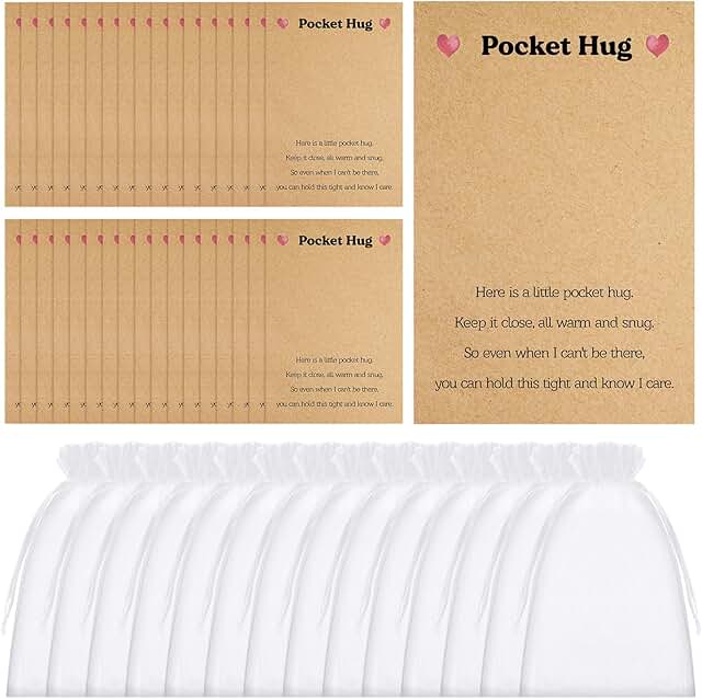 100 Pocket Hug Cards and Organza Bags for Gifts