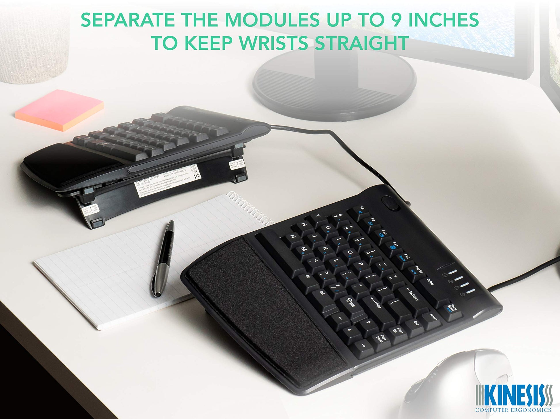 Freestyle2 Ergonomic Keyboard w/ VIP3 Lifters for PC (9" Separation) (KB820PB-US)