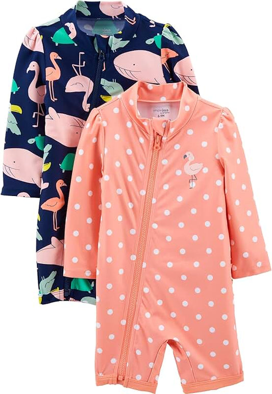 Two Toddler and Baby Girl Zip Rashguards